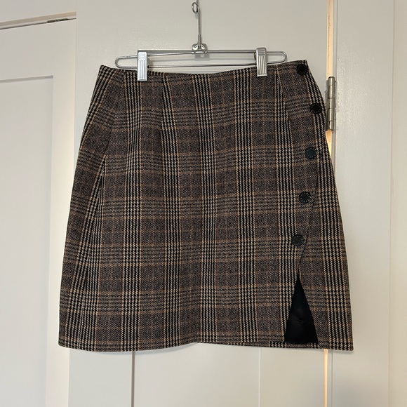 Sandro Paris Nona Brown Plaid Pencil Skirt - Picture 2 of 4
